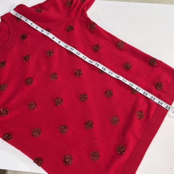 Talbots Tinsel-Dot Bateau Neck Sweater Red Size Medium Lambswool Blend Holiday - Picture 8 of 13